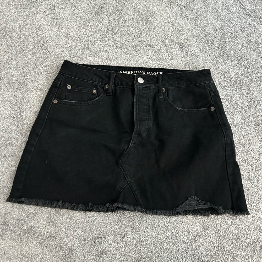 American Eagle Outfitters Black Frayed Mini Skirt